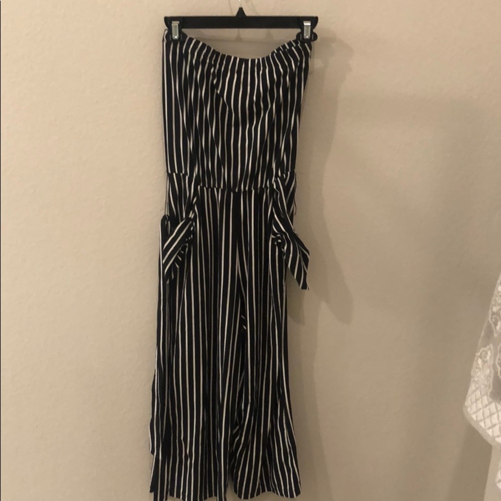 Black & White Strapless Jumpsuit